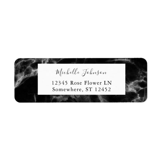 Étiquette d'adresse de retour Black Marble 2 (Devant)