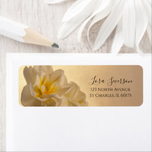 Étiquette d'adresse de retour blanc double jonquil