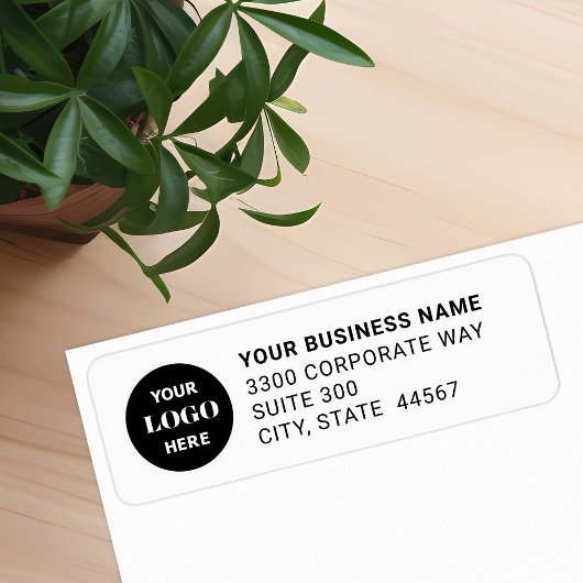 Étiquette d'adresse de retour blanche avec logo d'