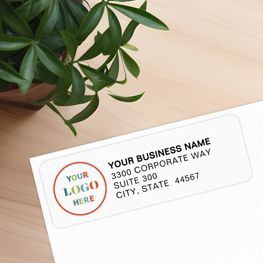 Étiquette d'adresse de retour blanche avec logo d'