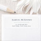 Étiquette d'adresse de retour bleu bleu marine cla (En situation)