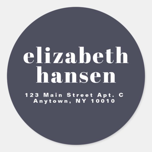 Étiquette d'adresse de retour bleu marine moderne (Devant)