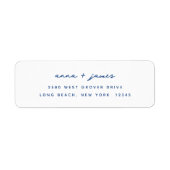 Étiquette d'adresse de retour bleu minimaliste (Devant)