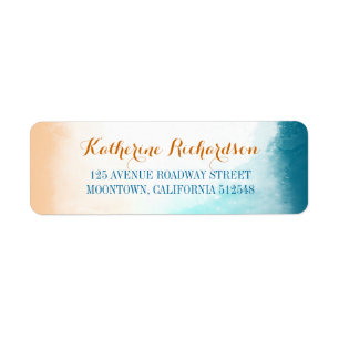 étiquette d'adresse de retour bleu ombre vanille
