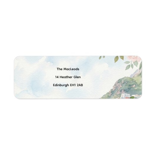 Étiquette d'adresse de retour bleu pâle côtier (Devant)
