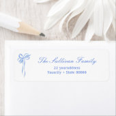 Étiquette d'adresse de retour bleu simple (En situation)