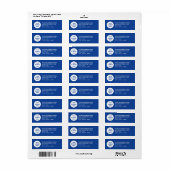 Étiquette d'adresse de retour bleue avec logo d'en (Feuille entière)