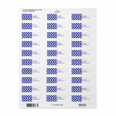 Étiquette d'adresse de retour Blue and White Chevr (Feuille entière)