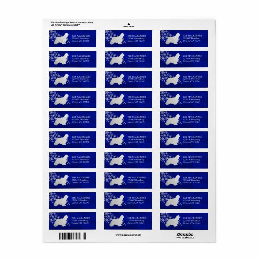 Étiquette d'adresse de retour Blue Snowflake Ameri (Feuille entière)