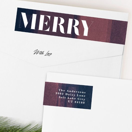 Étiquette d'adresse de retour Bold Merry Navy Chal