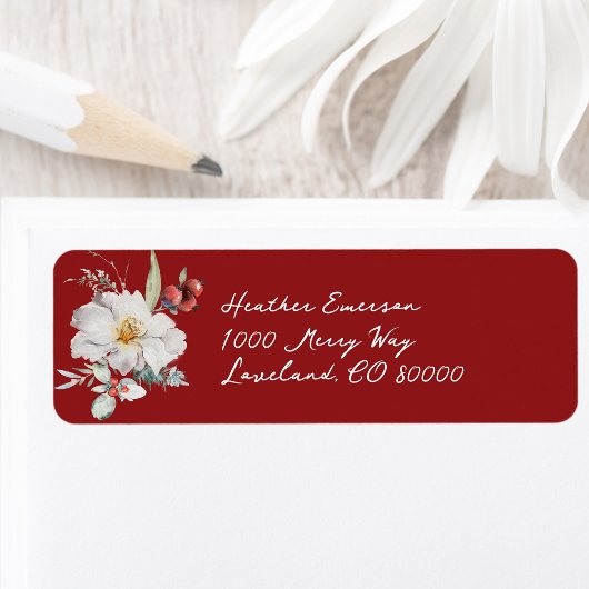 Étiquette d'adresse de retour botanique de Noël