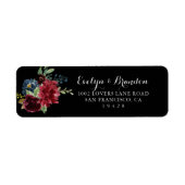 Étiquette d'adresse de retour botanique noire rust (Devant)