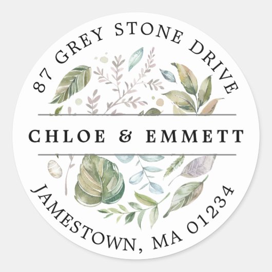 Étiquette d'adresse de retour botanique rustique (Devant)