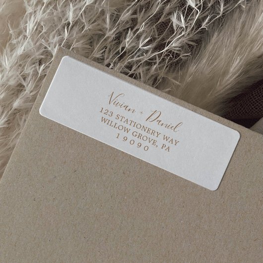 Étiquette d'adresse de retour Brown minimaliste
