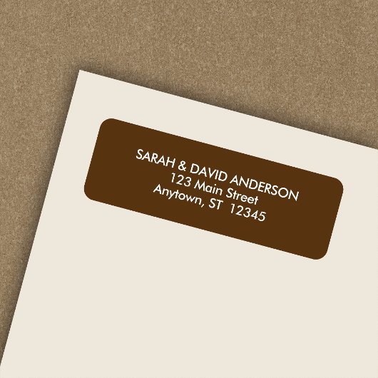 Étiquette d'adresse de retour Brown simple et mode