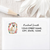 Étiquette d'adresse de retour carlin, fleurs girly (En situation)