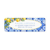 Étiquette d'adresse de retour Carrelage bleu itali (Devant)