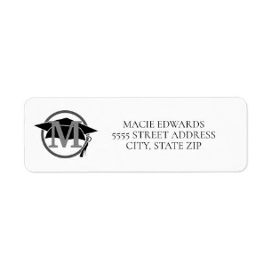 Étiquette d'adresse de retour Casquette de graduat