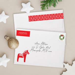 Étiquette d'adresse de retour Cheval Dala suédois 