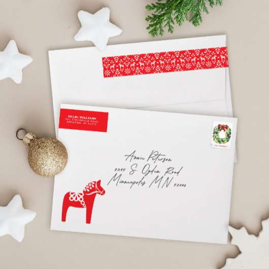 Étiquette d'adresse de retour Cheval Dala suédois 