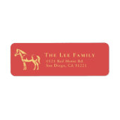 Étiquette d'adresse de retour Cheval Rouge Jaune/O (Devant)