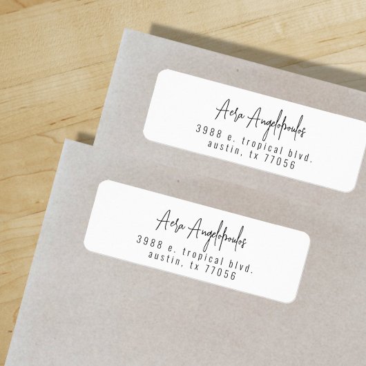 Étiquette d'adresse de retour chic de script moder