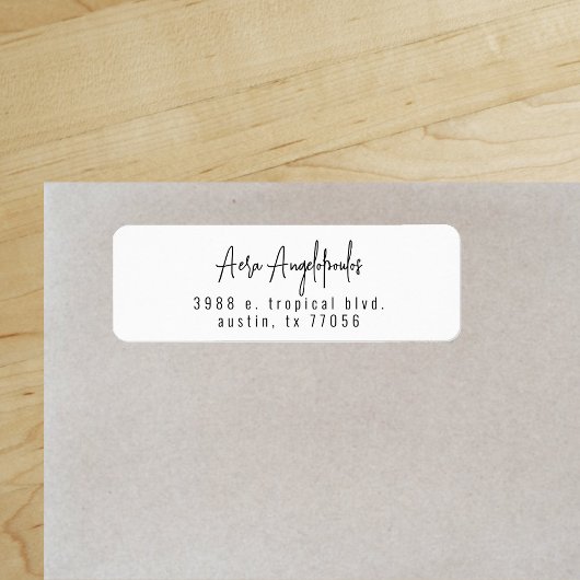 Étiquette d'adresse de retour chic de script moder