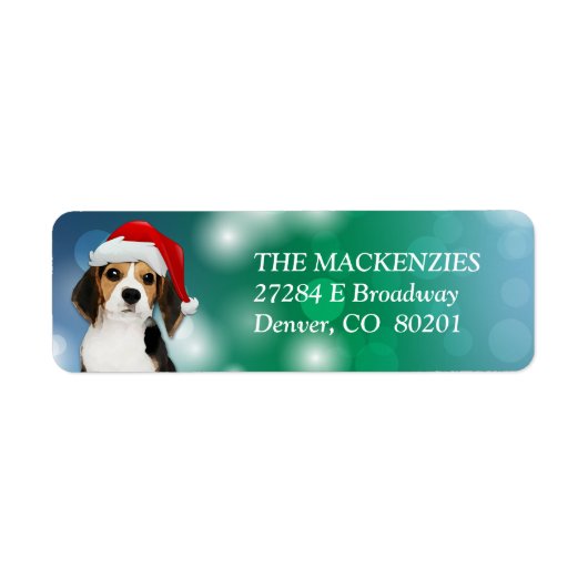 Étiquette d'adresse de retour Chien Beagle Chapeau (Devant)