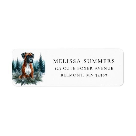 Étiquette d'adresse de retour Chien Boxer Rustique (Devant)