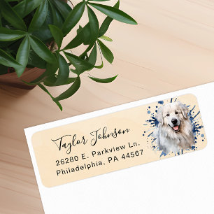 Étiquette d'adresse de retour Chien des Pyrénées