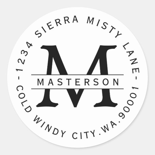 Étiquette d'adresse de retour circulaire monograph (Devant)