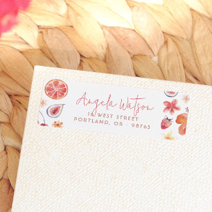 Étiquette d'adresse de retour Citrus rose aquarell