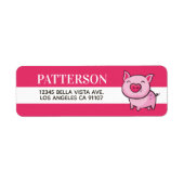 Étiquette d'adresse de retour Cochon Rose (Devant)