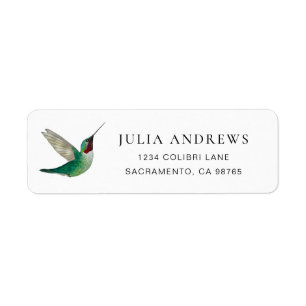 Étiquette d'adresse de retour Colibri à gorge rubi