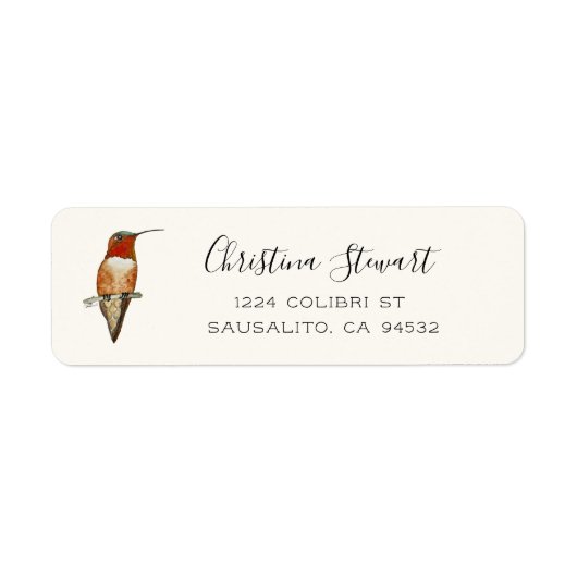 Étiquette d'adresse de retour Colibri roux (Devant)