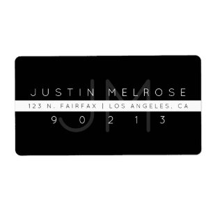 Étiquette d'adresse de retour contemporaine   Noir