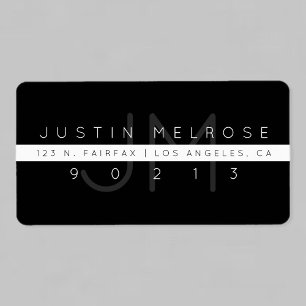 Étiquette d'adresse de retour contemporaine   Noir