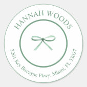 Étiquette d'adresse de retour Coquette Ruban Vert (Devant)