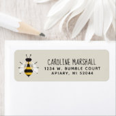 Étiquette d'adresse de retour d'abeille illustrée (En situation)