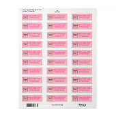 Étiquette d'adresse de retour d'affaires rose mono (Feuille entière)