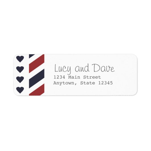 Étiquette d'adresse de retour d'Airmail avec coeur (Devant)
