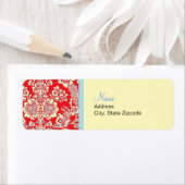 Étiquette d'adresse de retour Damas rouge (En situation)