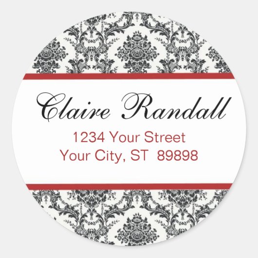 Étiquette d'adresse de retour Damask (#LABL 009) (Devant)
