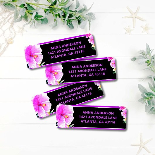 Étiquette d'adresse de retour d'anniversaire Aloha