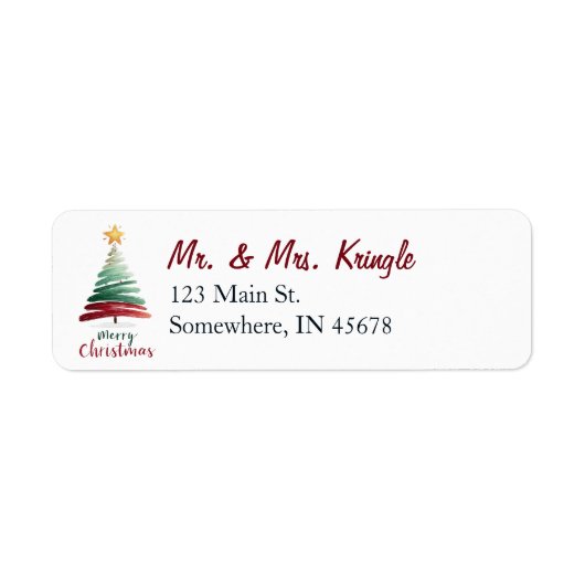 Étiquette d'adresse de retour d'arbre de Noël à co (Devant)