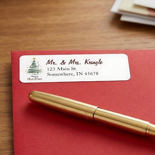 Étiquette d'adresse de retour d'arbre de Noël cont