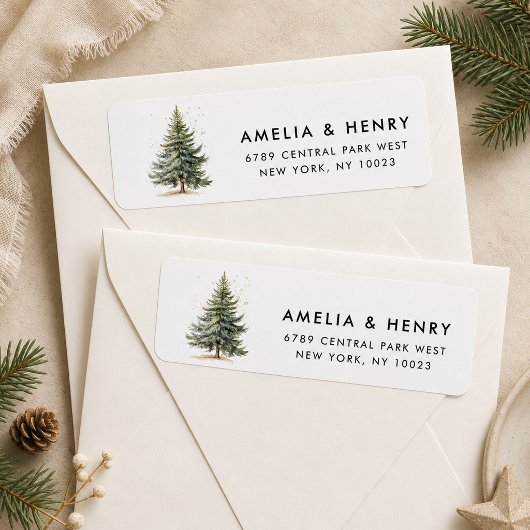 Étiquette d'adresse de retour d'arbre de Noël mini