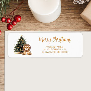 Étiquette d'adresse de retour d'arbre décoré de li