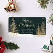 Étiquette d'adresse de retour d'arbres de Noël dor