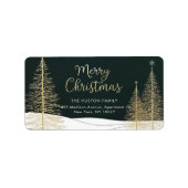 Étiquette d'adresse de retour d'arbres de Noël dor (Devant)